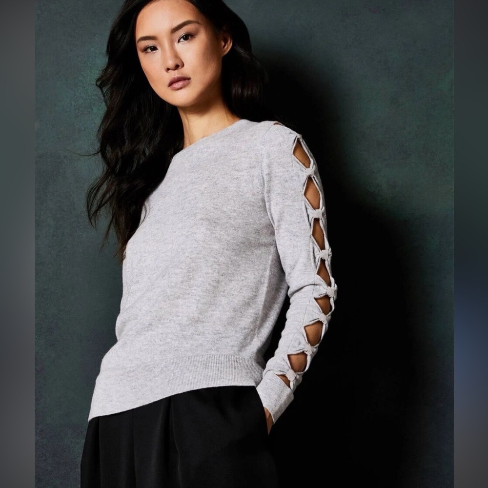 Ted Baker London Gray Sweater with Cutout Sleeves